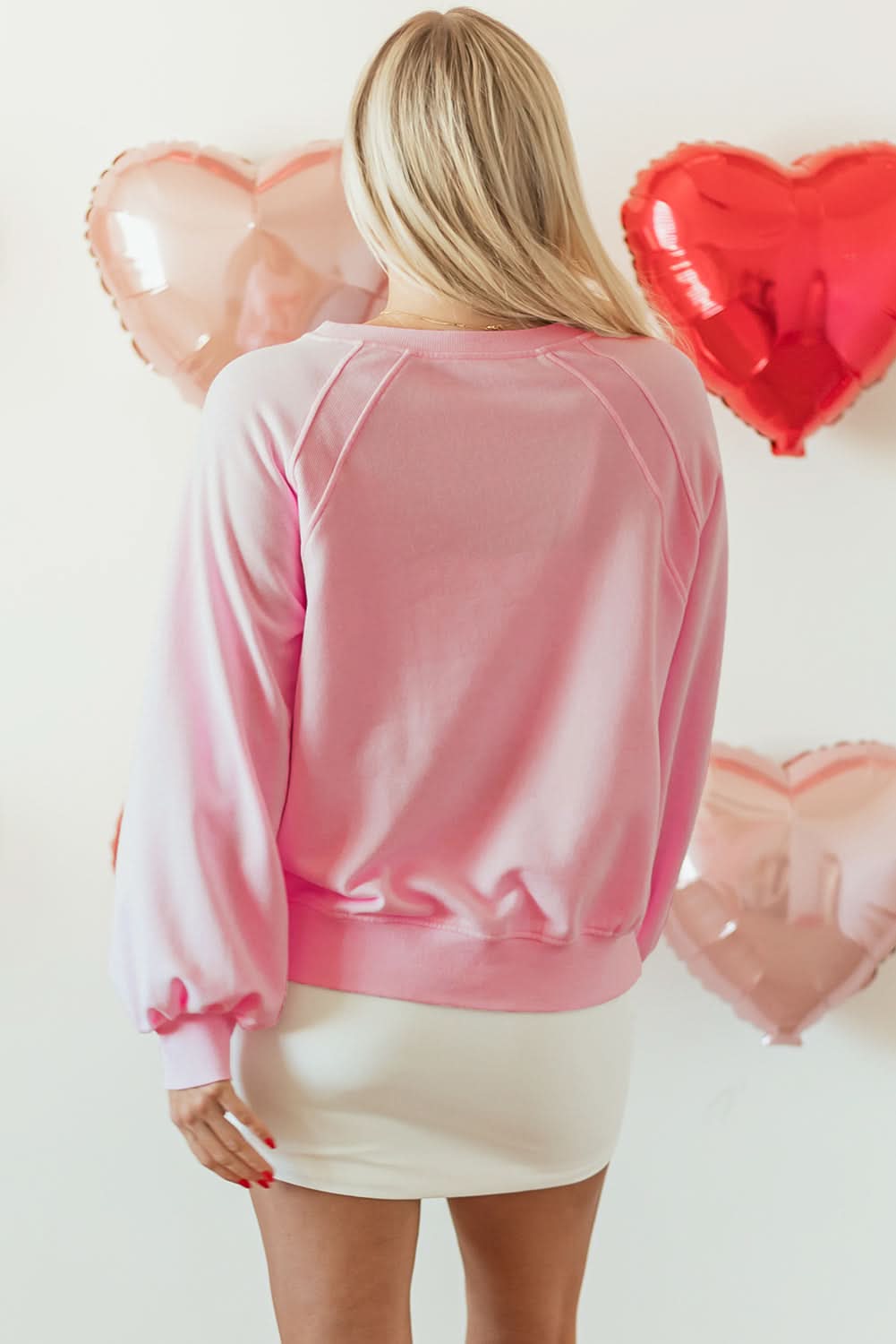 Pink Hugs and Kisses Pop Up Embroidered Raglan Sleeve Sweatshirt - Love Salve