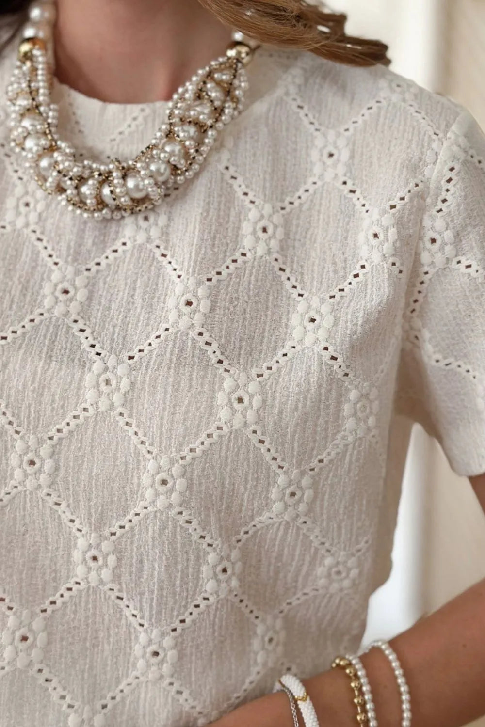 Simply Love: Eyelet Blouse, Short Sleeve