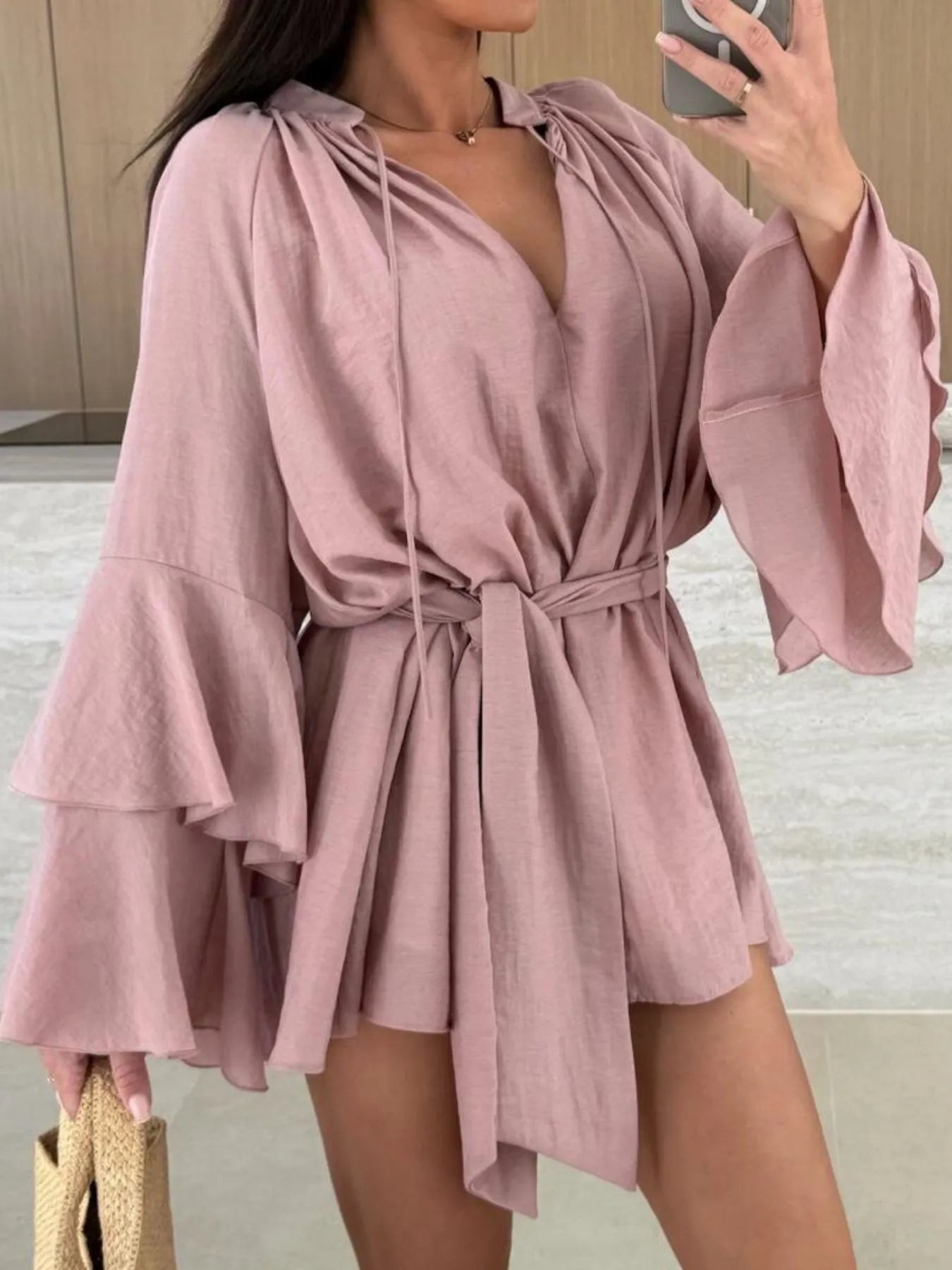 Flirt & Flow Bell Sleeve Mini Dress
