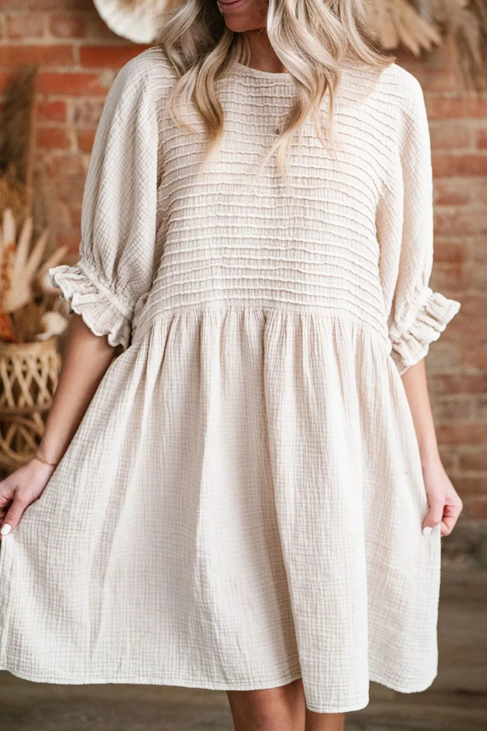 Simply Love: Puff Sleeve Ruffle Dress