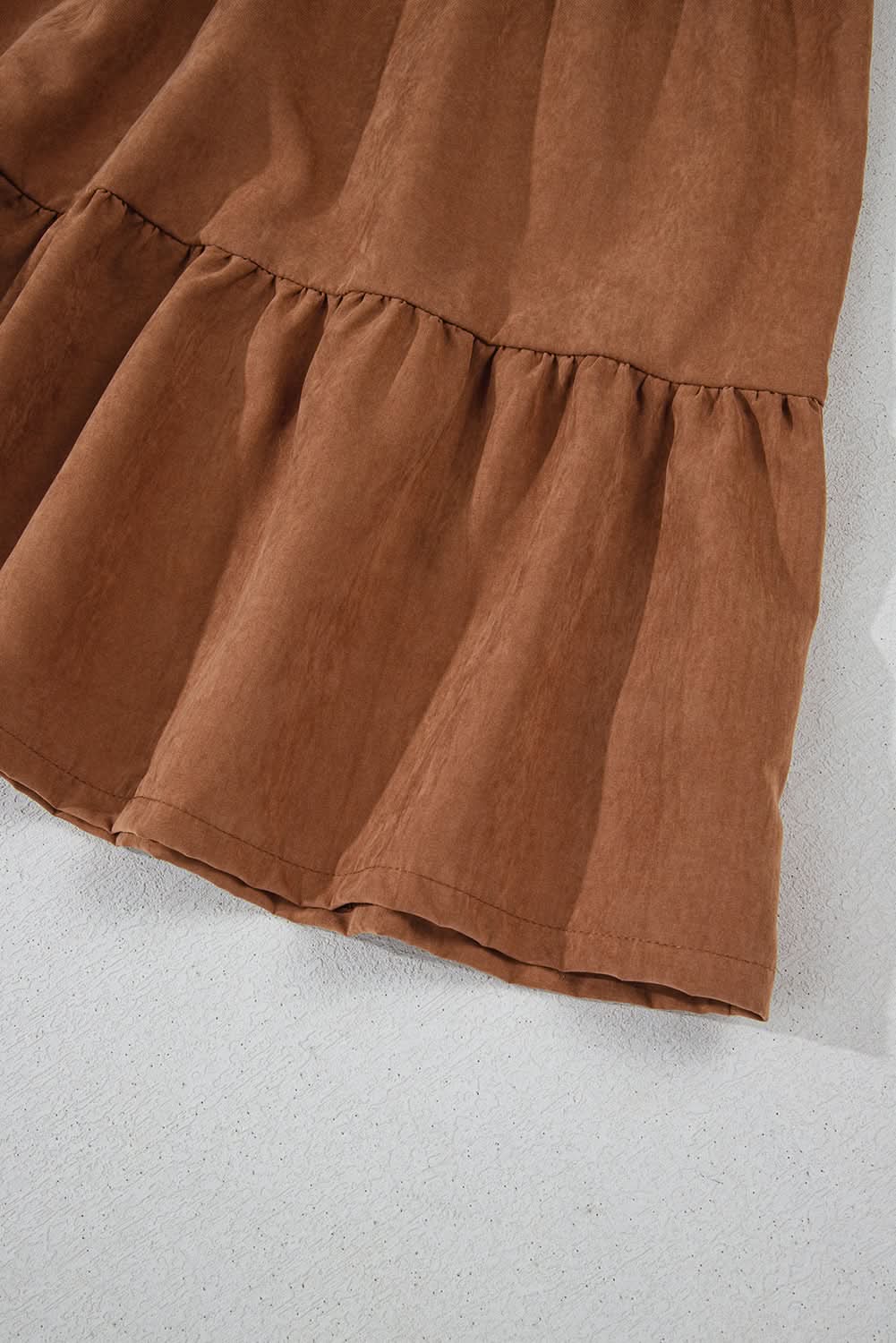 Chestnut Floral Lace Crochet Tiered Ruffled Mini Dress - Love Salve