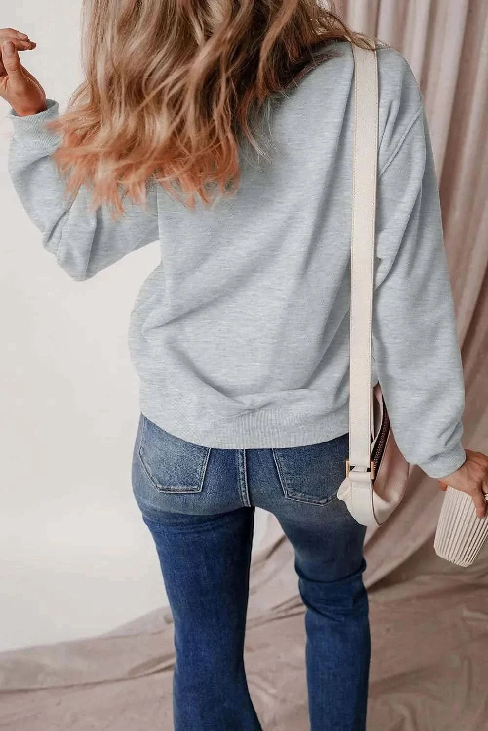 Graphic Round Neck Long Sleeve Sweatshirt - Love Salve