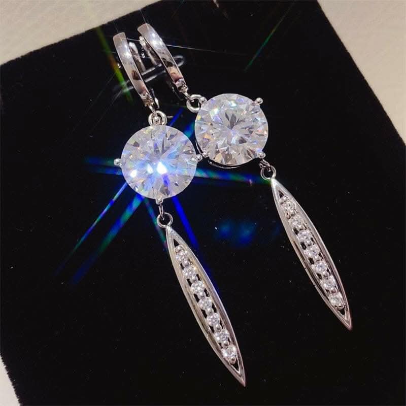 10 Carat Moissanite 925 Sterling Silver Earrings.