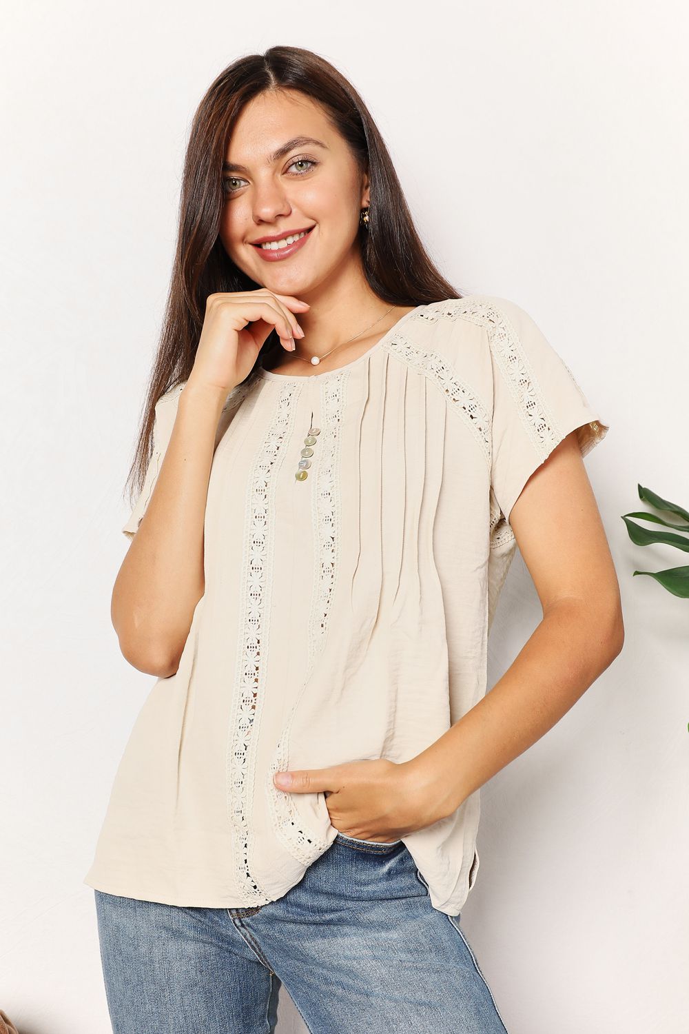 Double Take: Crochet Top, Buttoned Sleeves