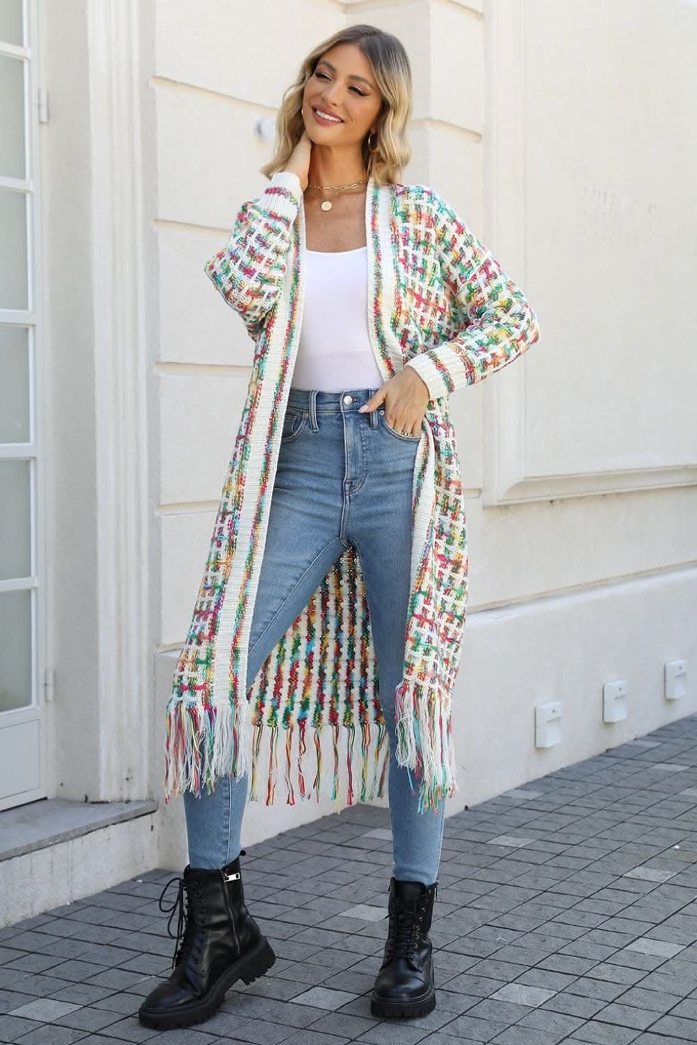 Multicolored fringe cardigan - Love Salve