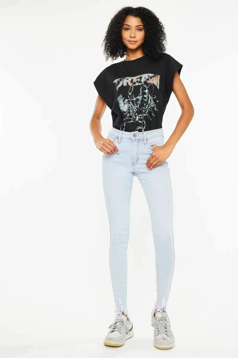 Kancan High Rise Super Skinny Jeans for Women in Light Blue Wash - Love Salve