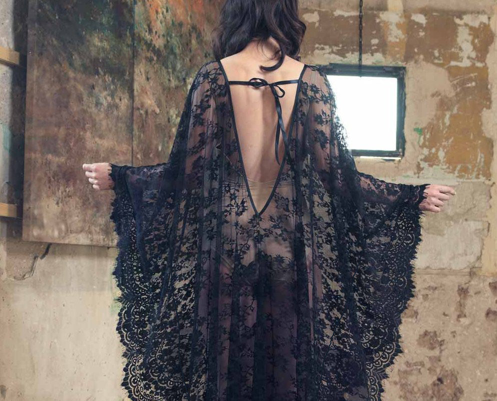 Eyelash Lace Super Loose Robe Bikini Cover