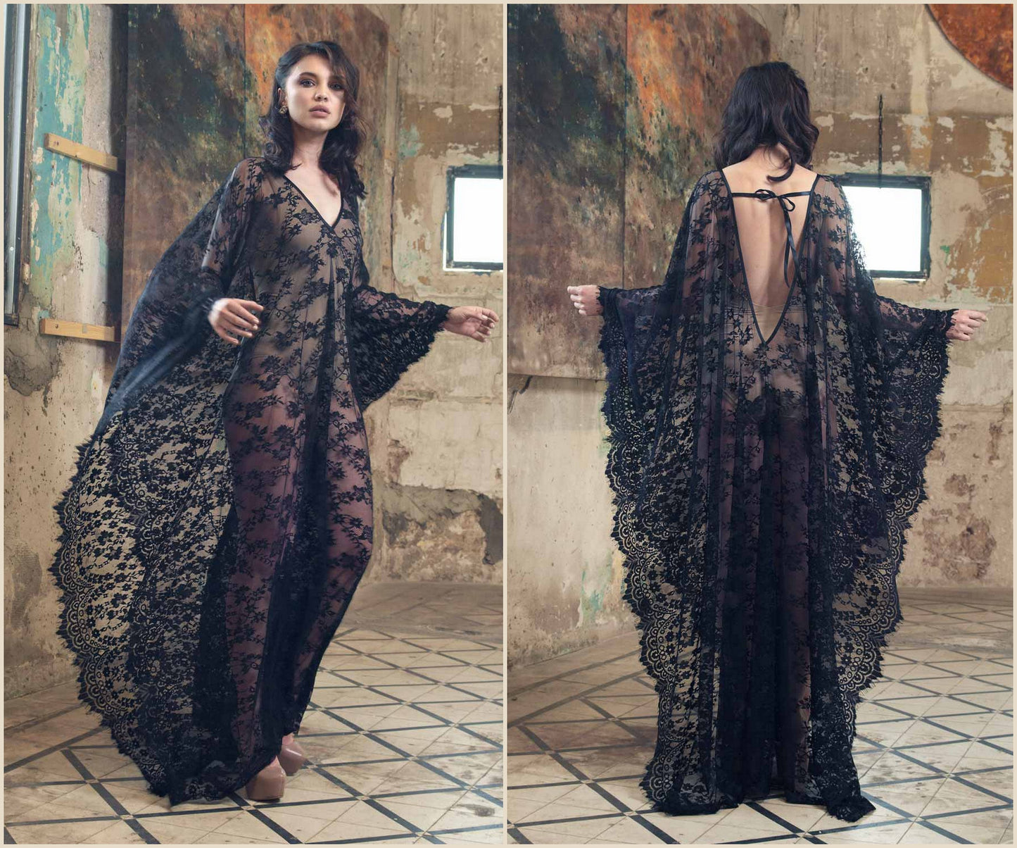 Eyelash Lace Super Loose Robe Bikini Cover