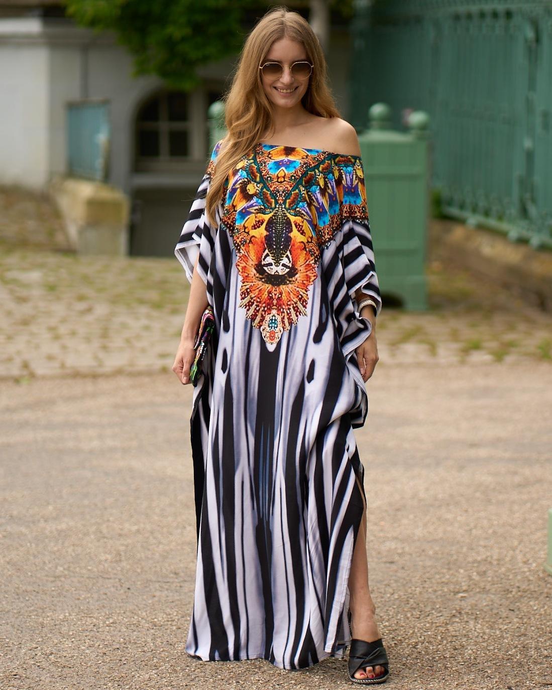 Rayon Positioning Printing Beach Cover up Loose Vacation Dress Beach Cover Up Colors