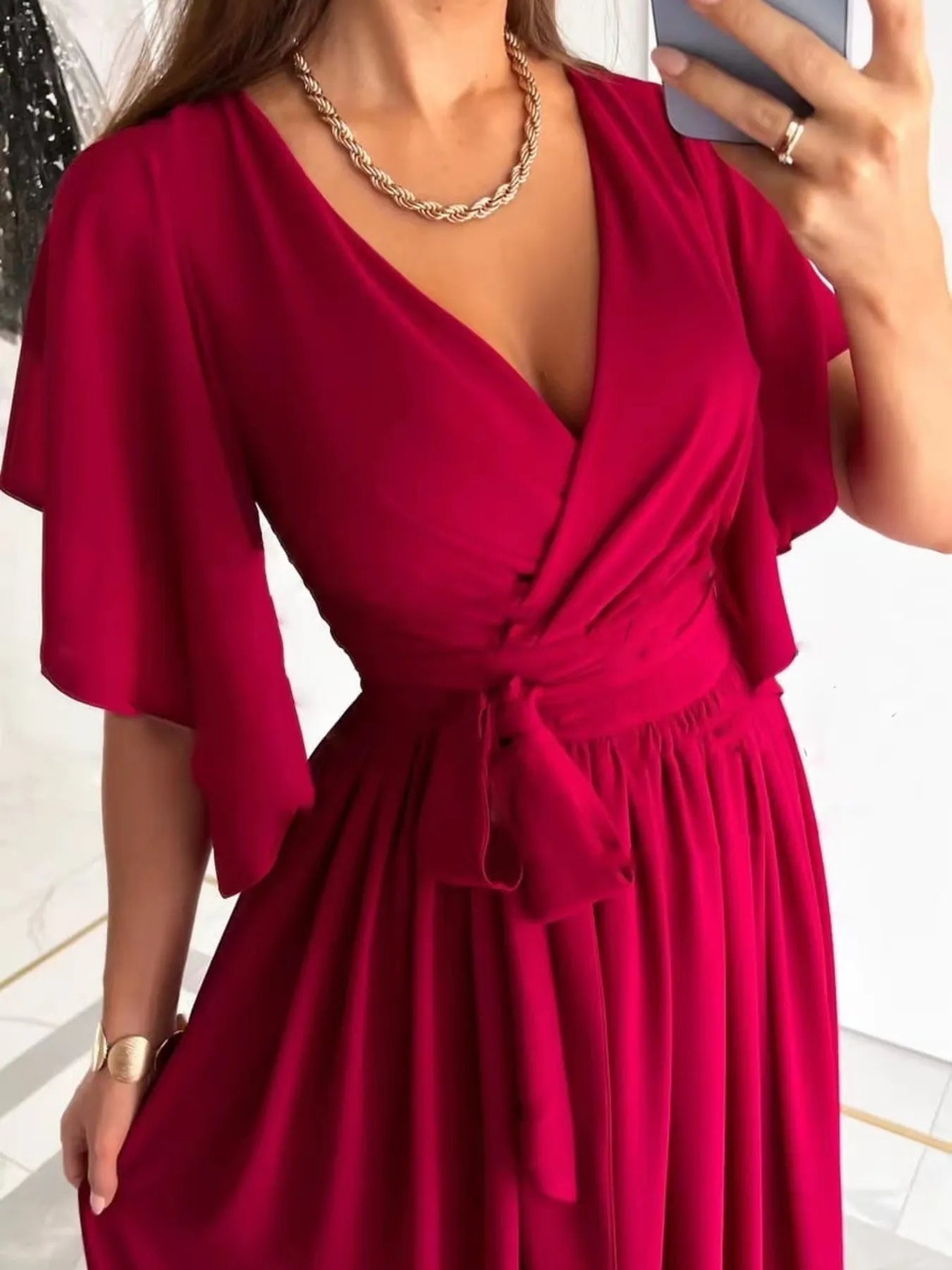 Effortlessly Elegant Flutter Wrap Maxi Dress
