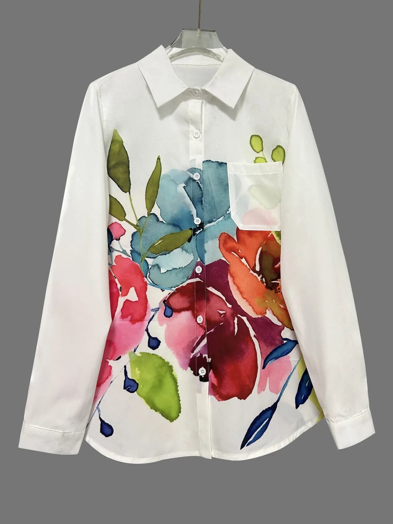 Printed Button Up Long Sleeve Shirt