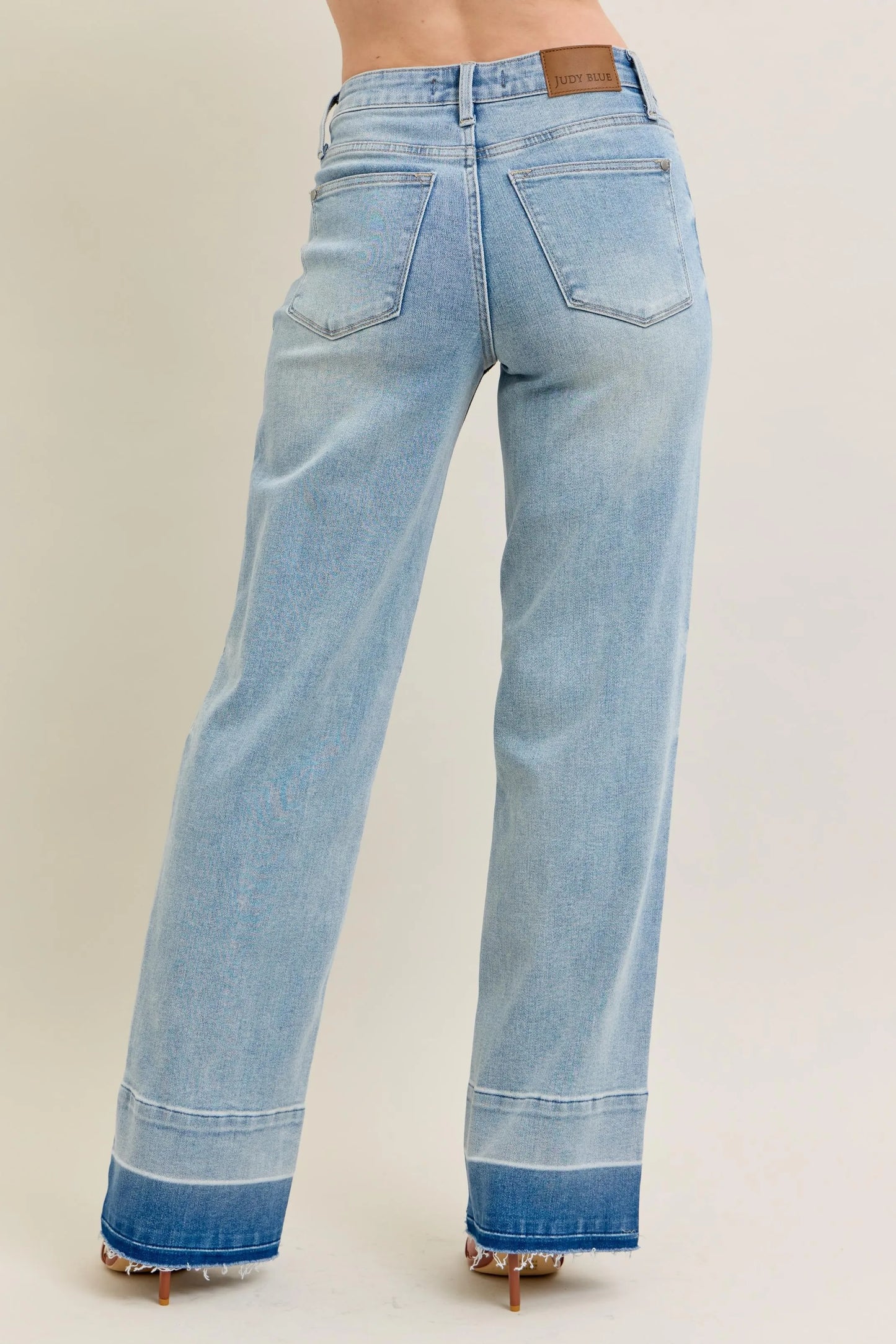 Judy Blue Plus Size Full Size Wide Leg Jeans with Released Hem - Love Salve