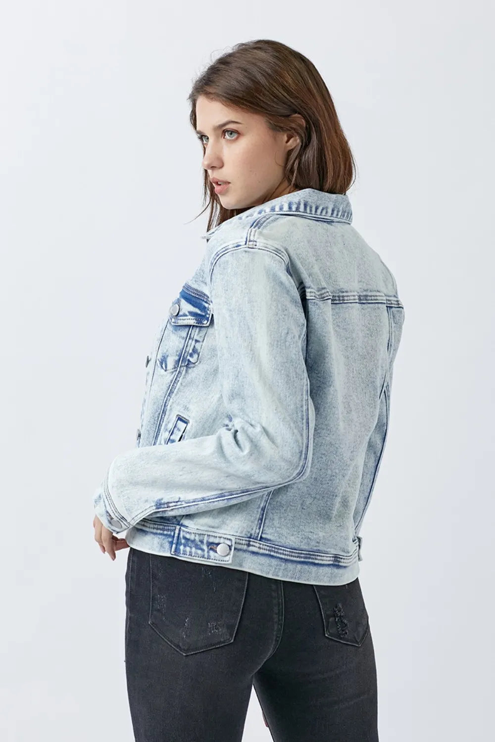 Risen Button Up Washed Denim Jacket - Love Salve