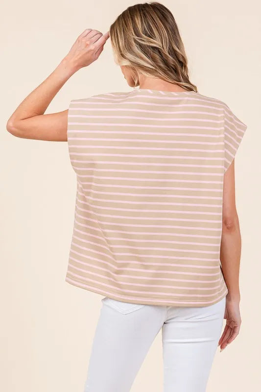 Lime 'N' Chili Striped Muscle Sleeve Top - Love Salve