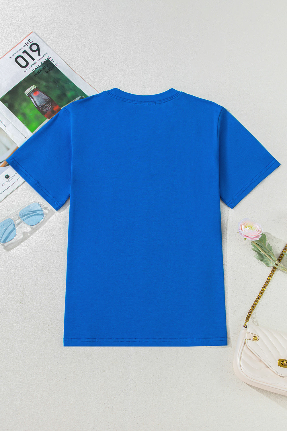 Blue Sunflower Boots Graphic Western Fashion T Shirt for Women