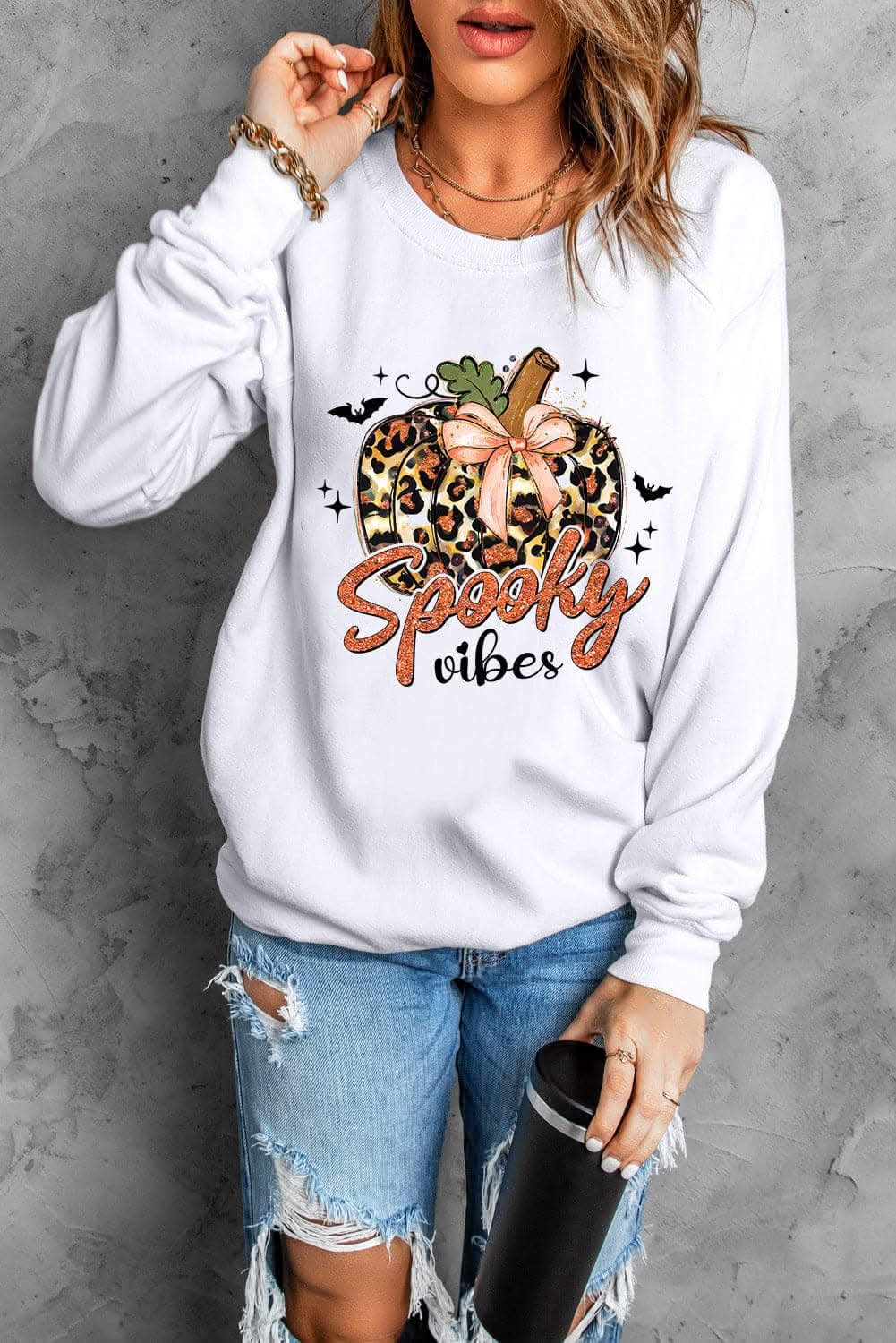 Chic long sleeve graphic sweatshirt - Love Salve