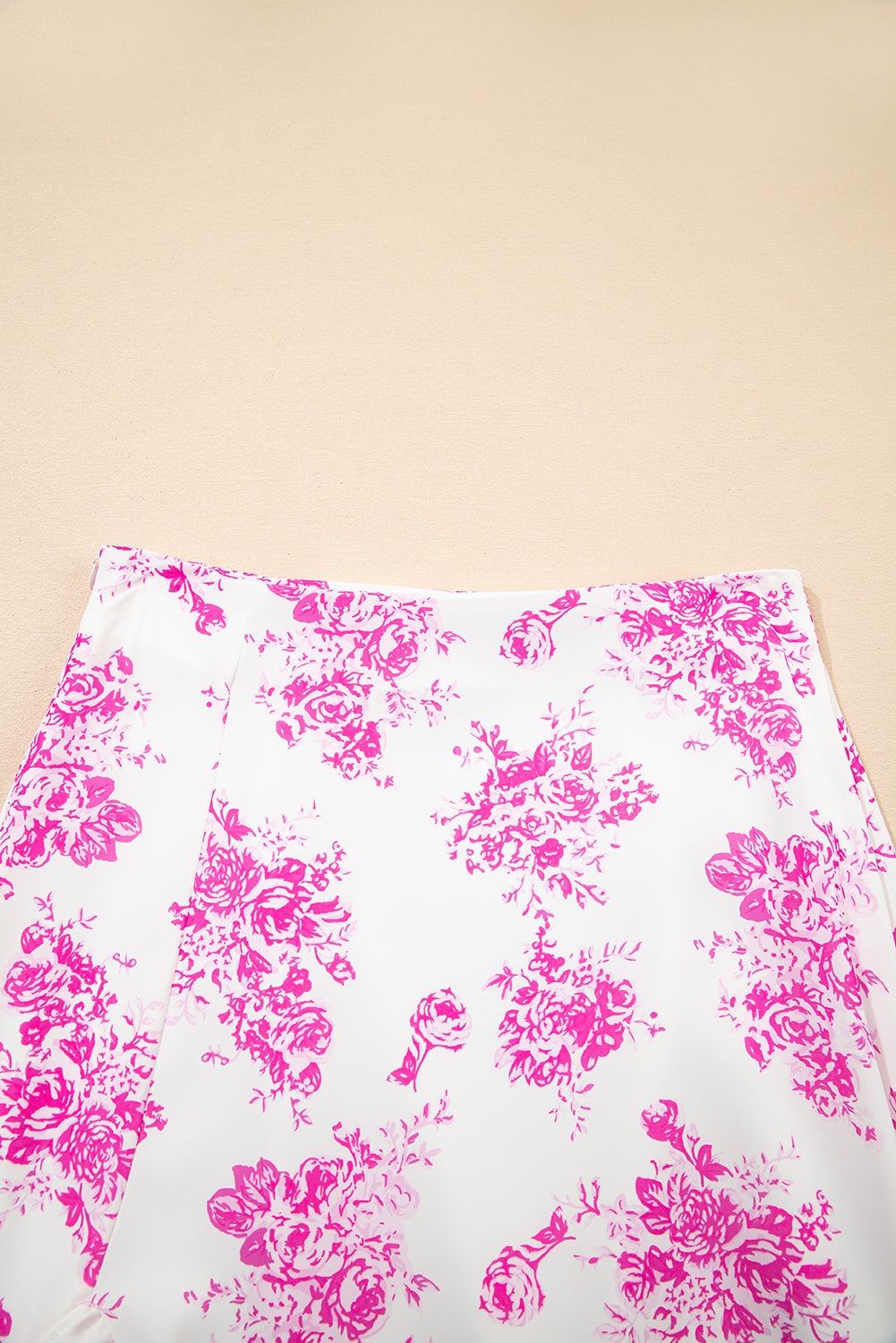 Rose Boho Floral High Waist Ruffle Split Maxi Skirt for Women