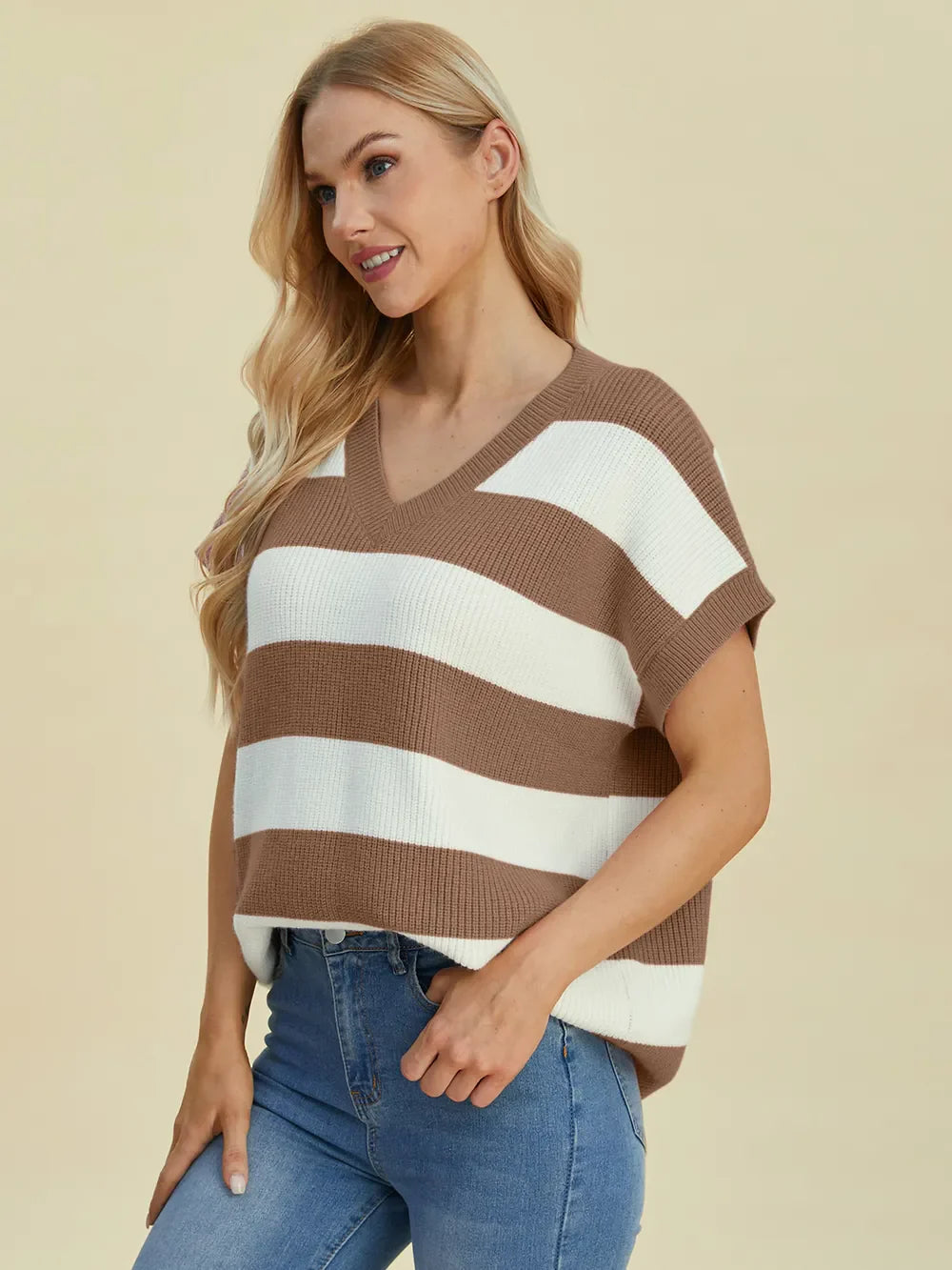 Double Take: Striped V-Neck Sweater