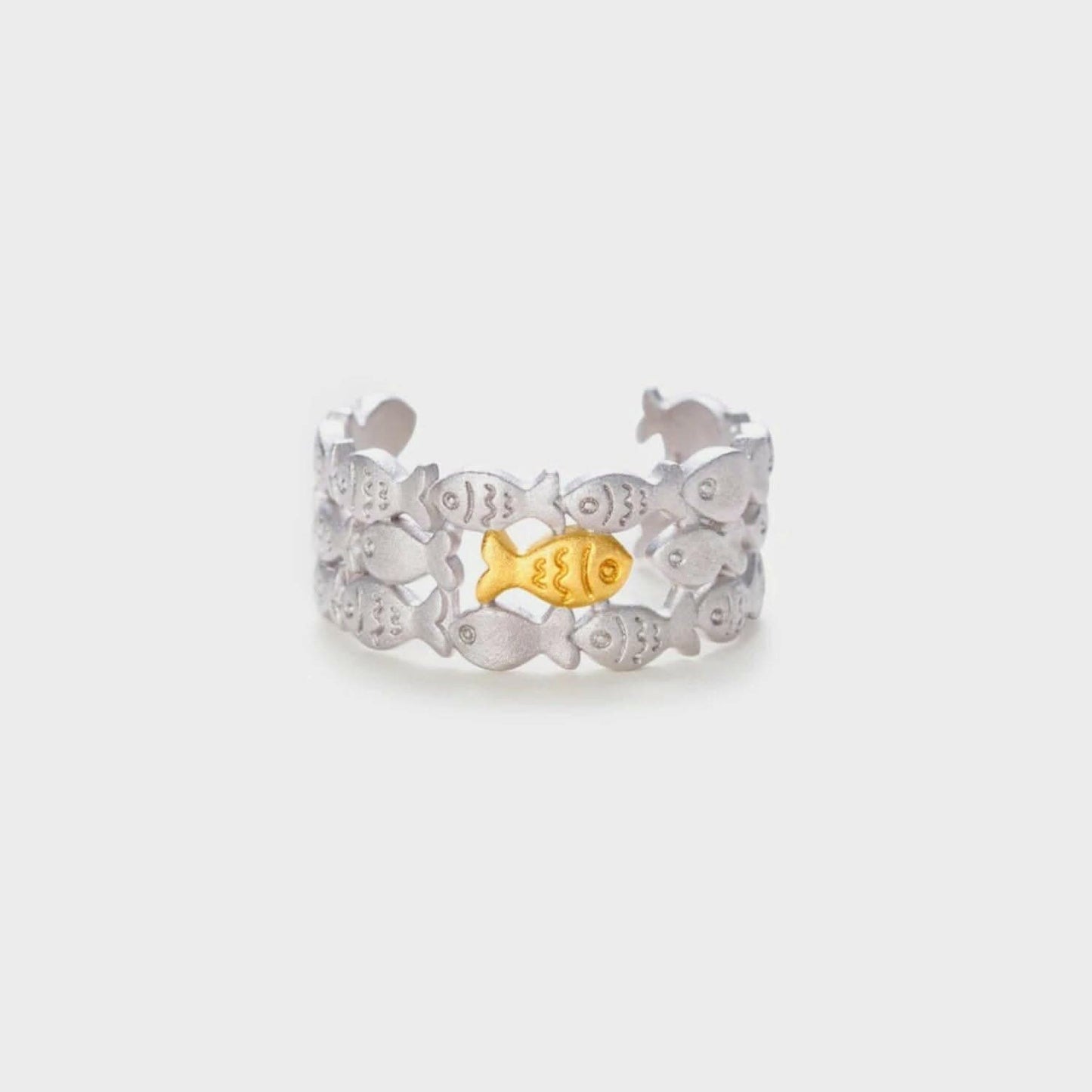 Adjustable sterling silver fish ring - Love Salve