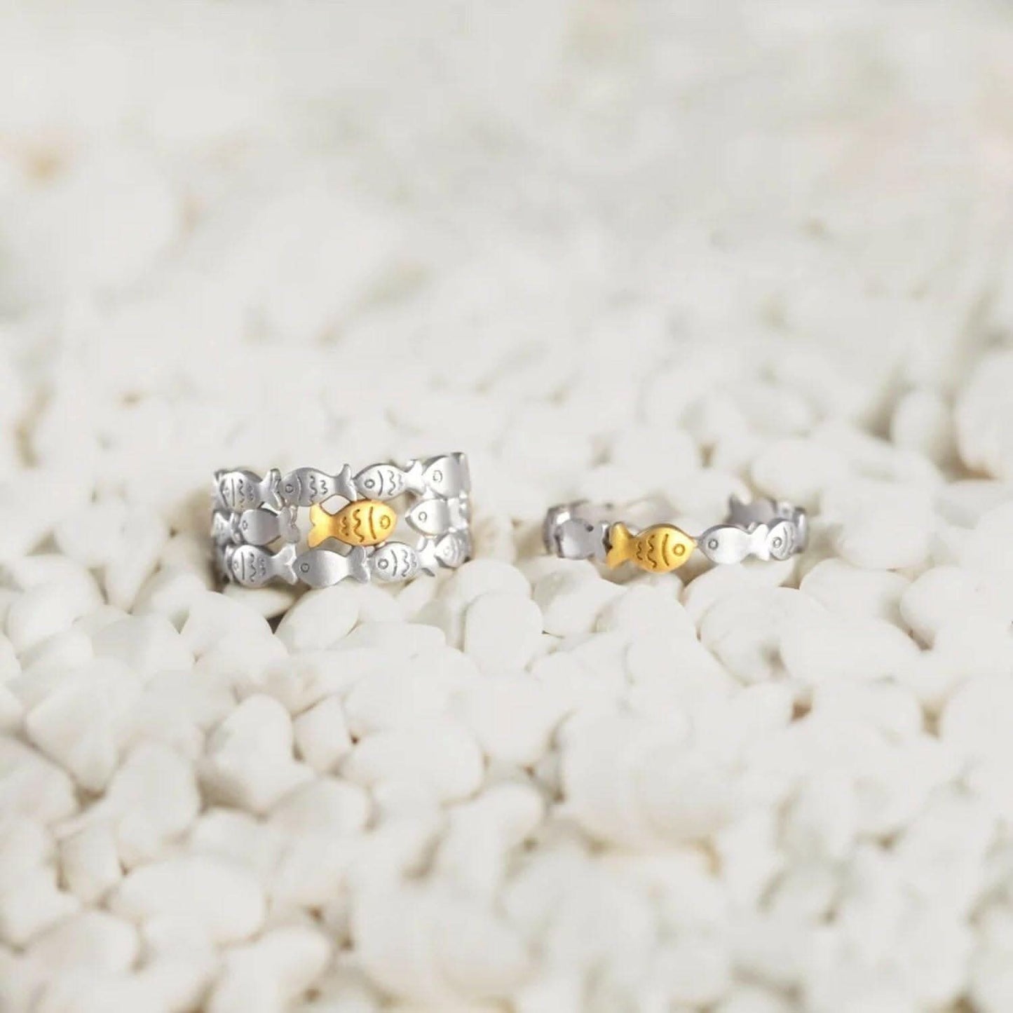 Adjustable sterling silver fish ring - Love Salve