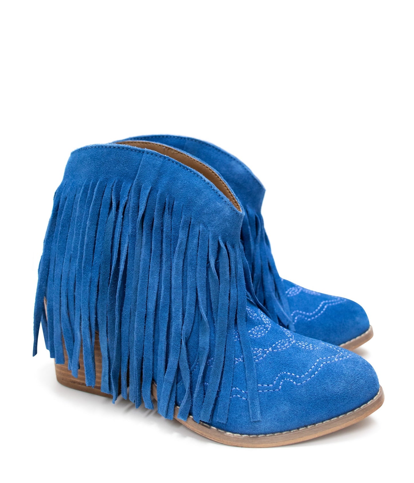 Amos Fringe Ankle Bootie in Blue Suede - Product image 8 110 Fashion Boots by Naughty Monkey