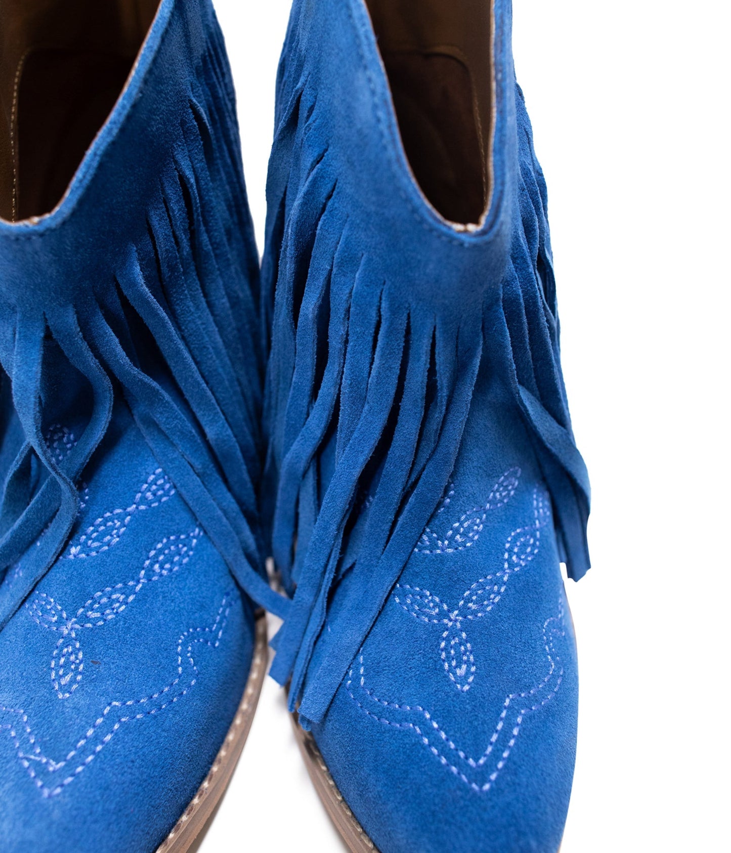 Amos Fringe Ankle Bootie in Blue Suede - Product image 6 110 Fashion Boots by Naughty Monkey