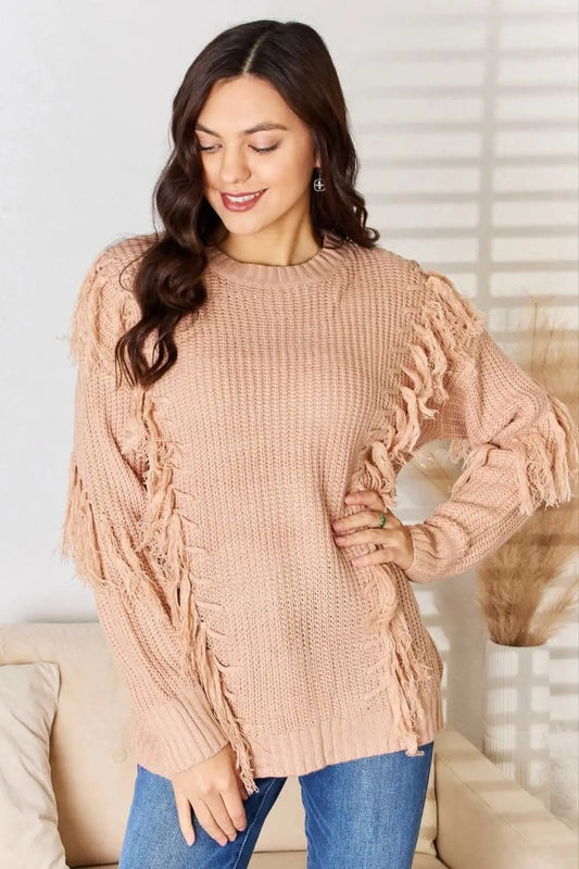 And The Why Tassel Detail Long Sleeve Sweater - Love Salve