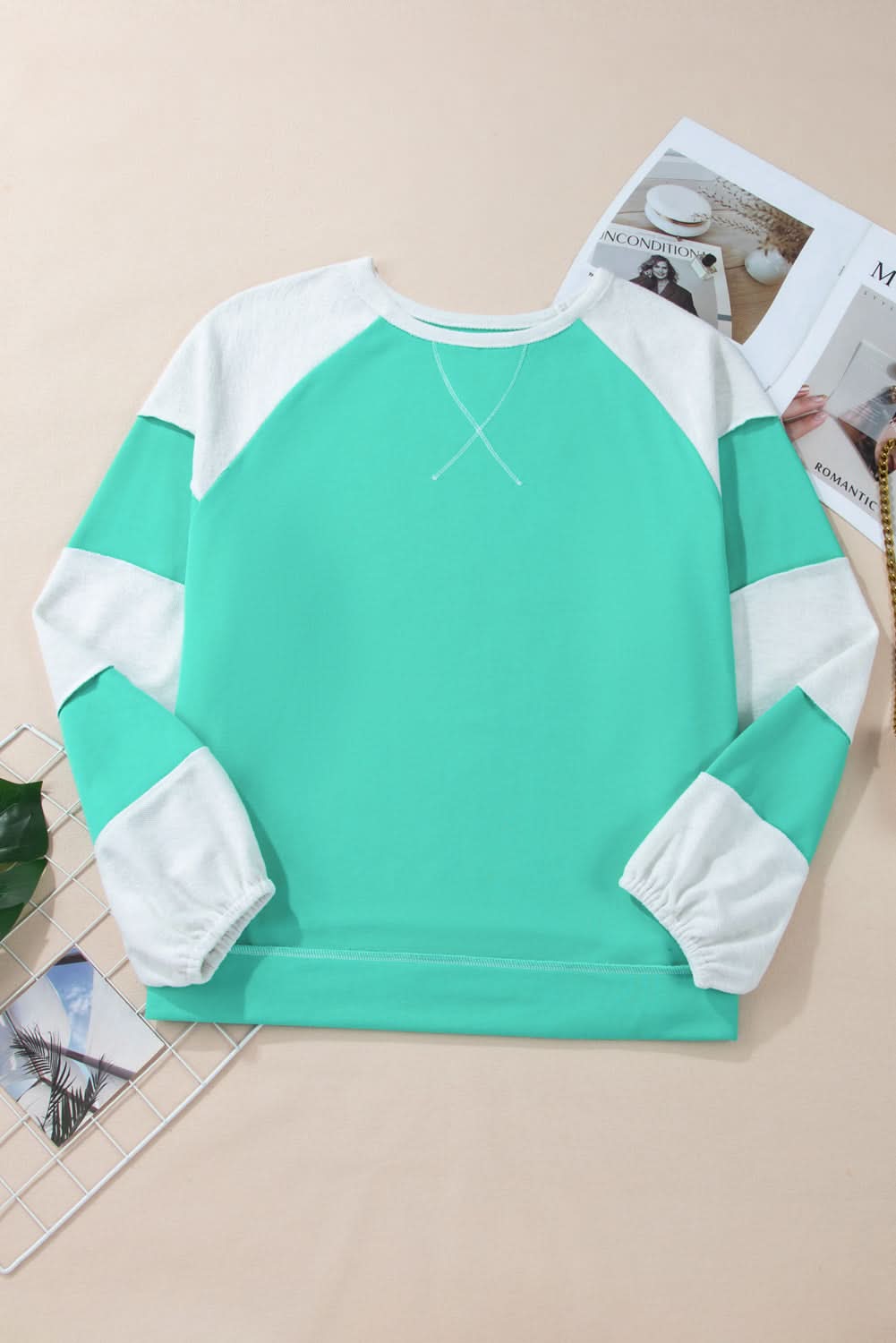 Aruba blue patchwork plus sweatshirt - Love Salve