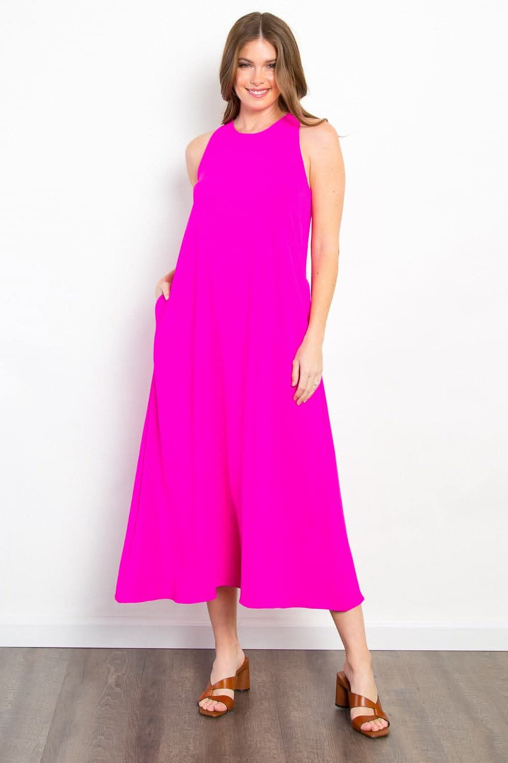 Be Stage Midi Tank Dress with Pockets for Effortless Style - Love Salve