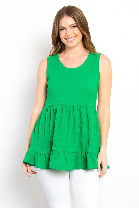 Be Stage Ruffled Sleeveless Babydoll Top - Love Salve