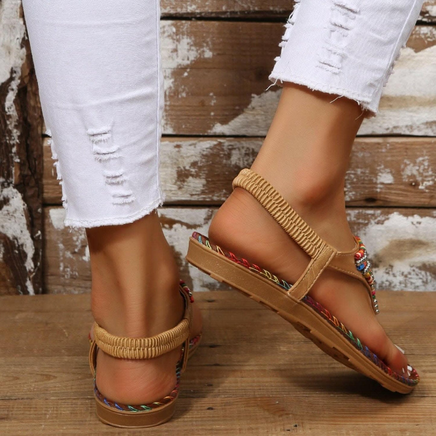 Beaded open toe summer sandals - Love Salve