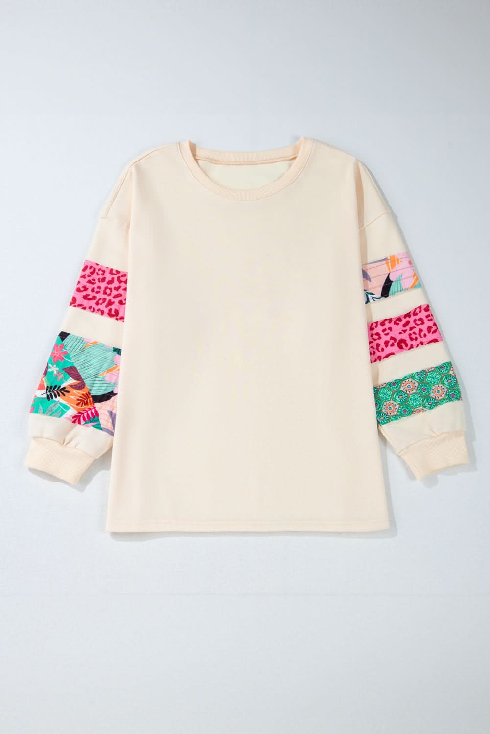 Beige plus size patchwork sweatshirt - Love Salve