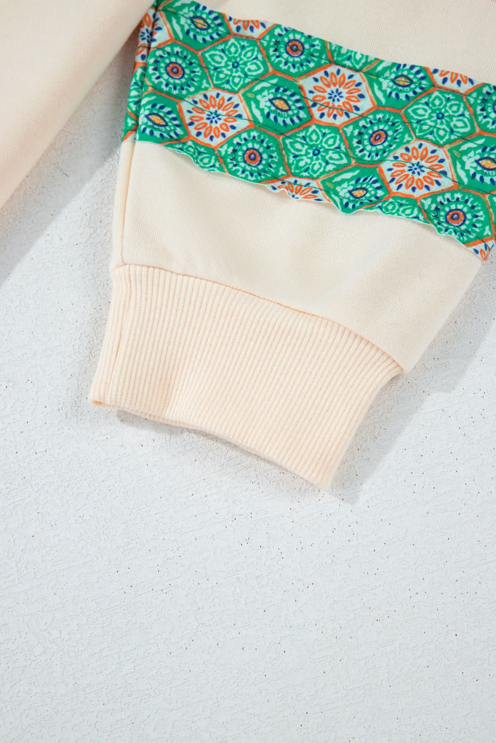 Beige plus size patchwork sweatshirt - Love Salve