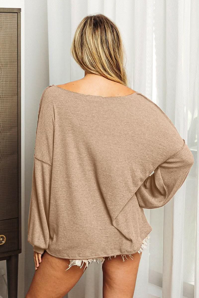 BiBi Exposed Seam Long Sleeve Top - Love Salve