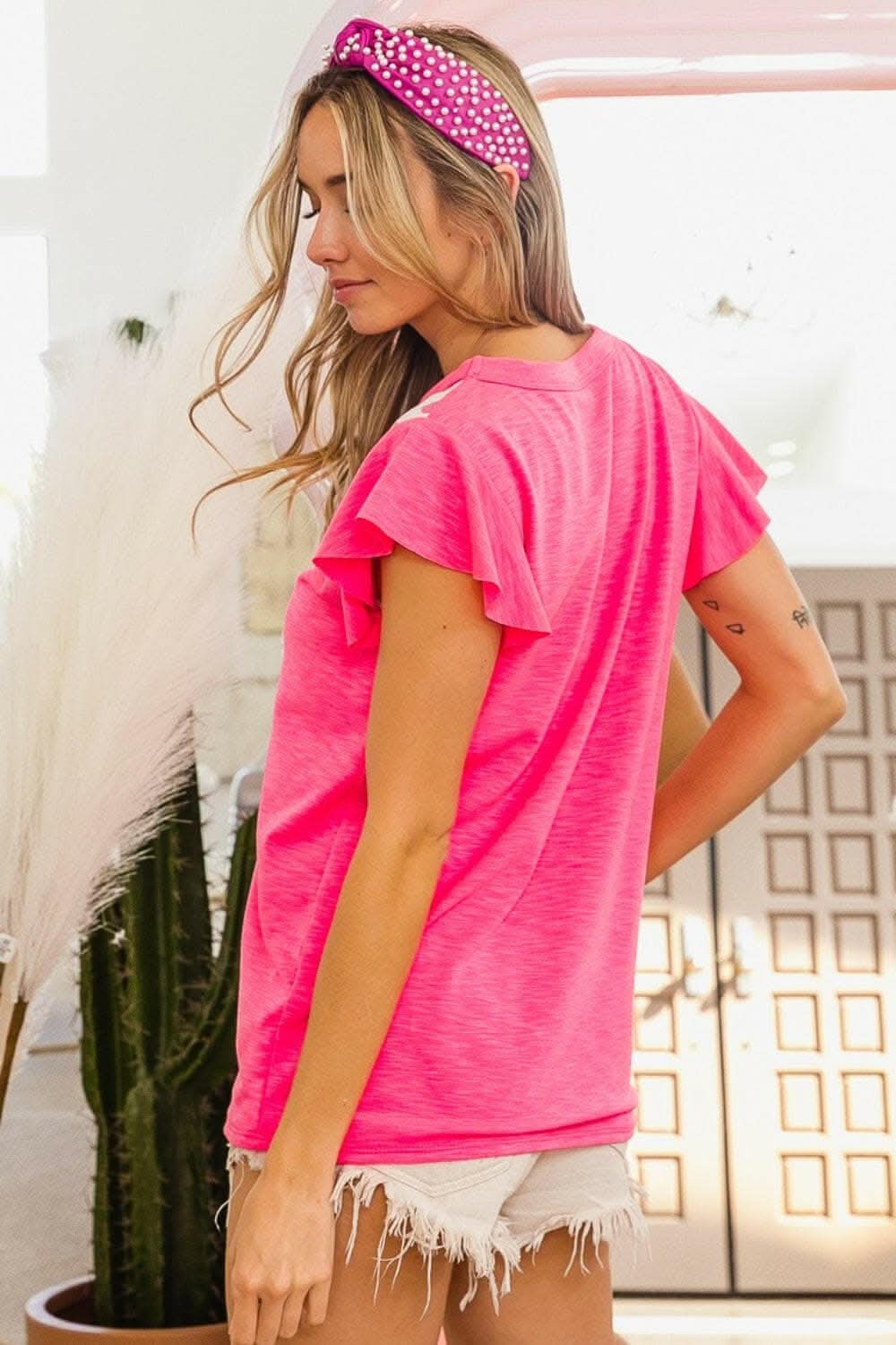 BiBi Leopard Contrast Round Neck T-Shirt - Love Salve