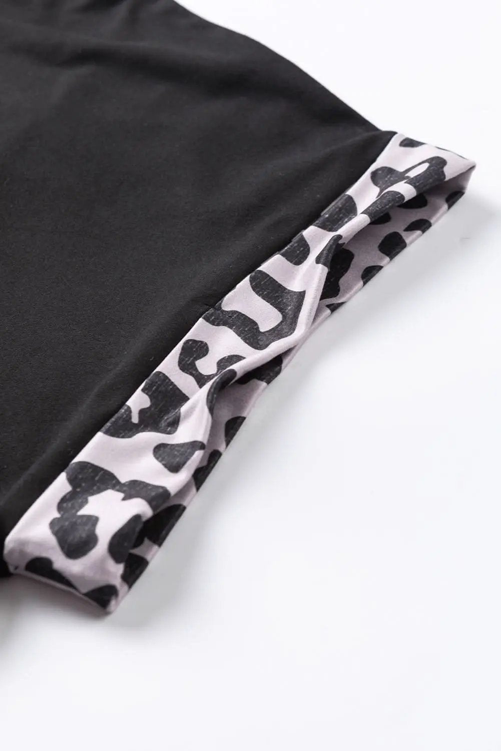 Black Half Leopard Patchwork Plus Size T-shirt - Love Salve