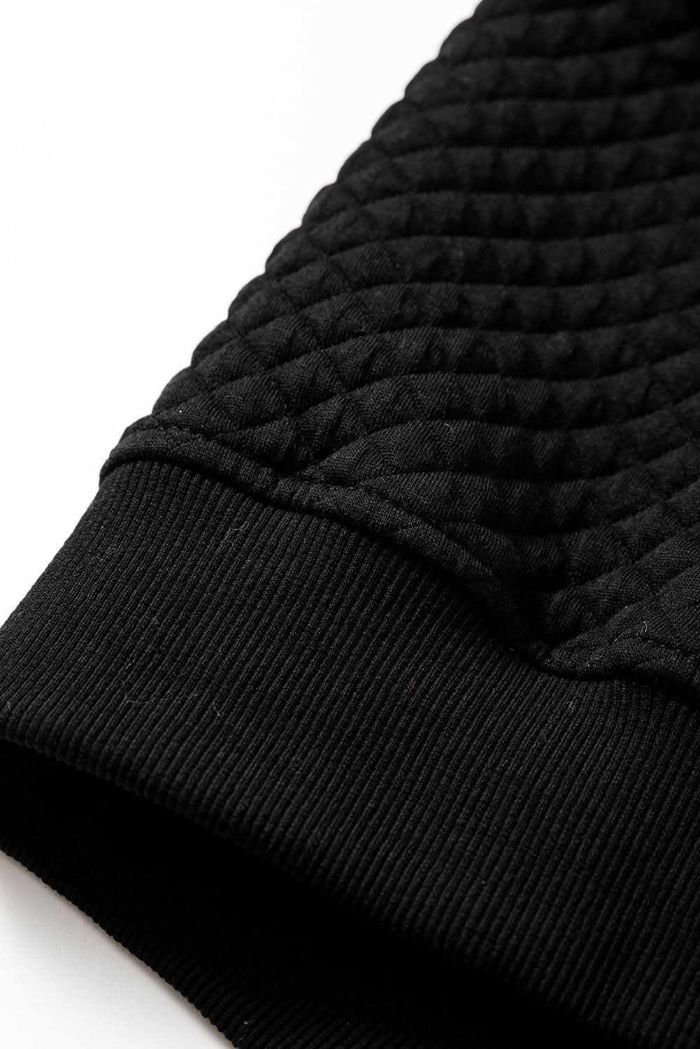 Black Quilted Side Pockets Zipper Hooded Jacket - Love Salve