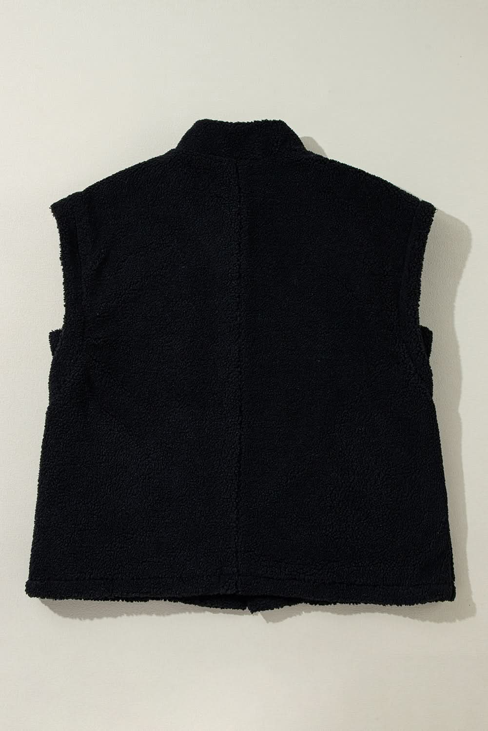 Black Sherpa Stand Collar Jacket Vest - Love Salve