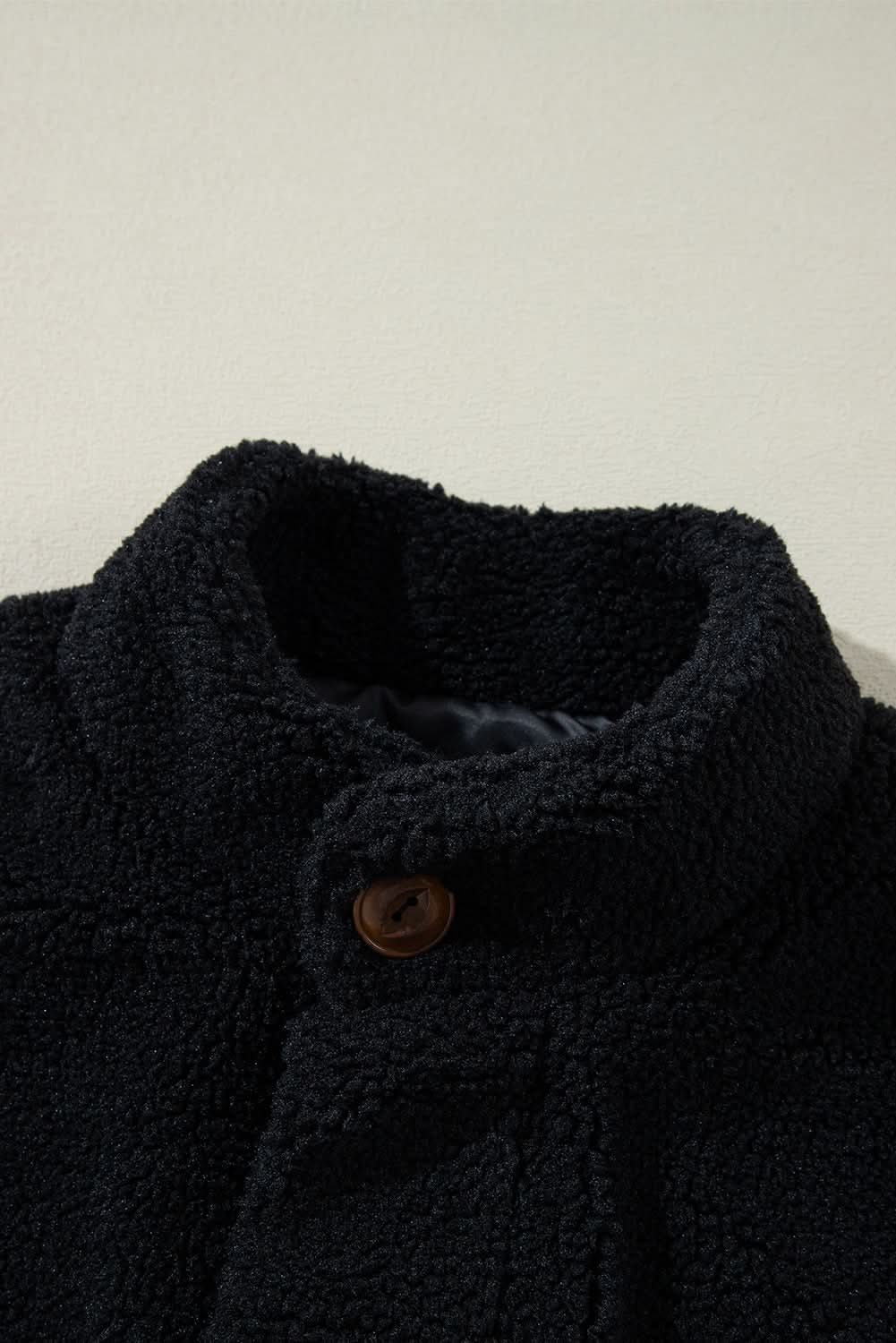 Black Sherpa Stand Collar Jacket Vest - Love Salve