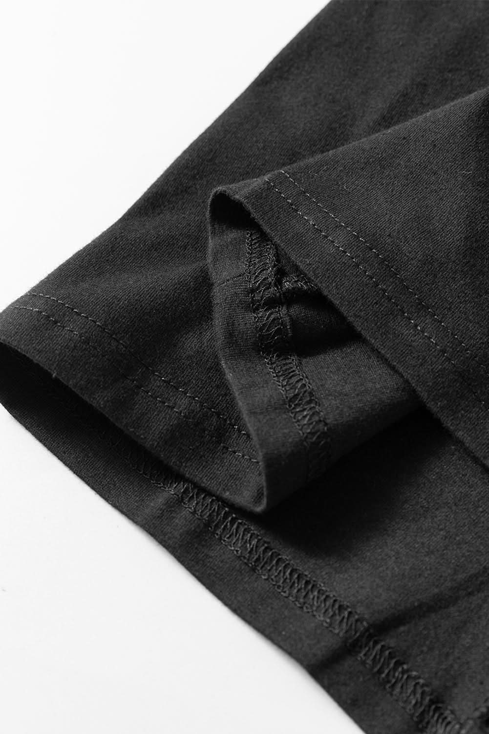 Black Solid Color Round Neck Basic Tunic T Shirt - Love Salve