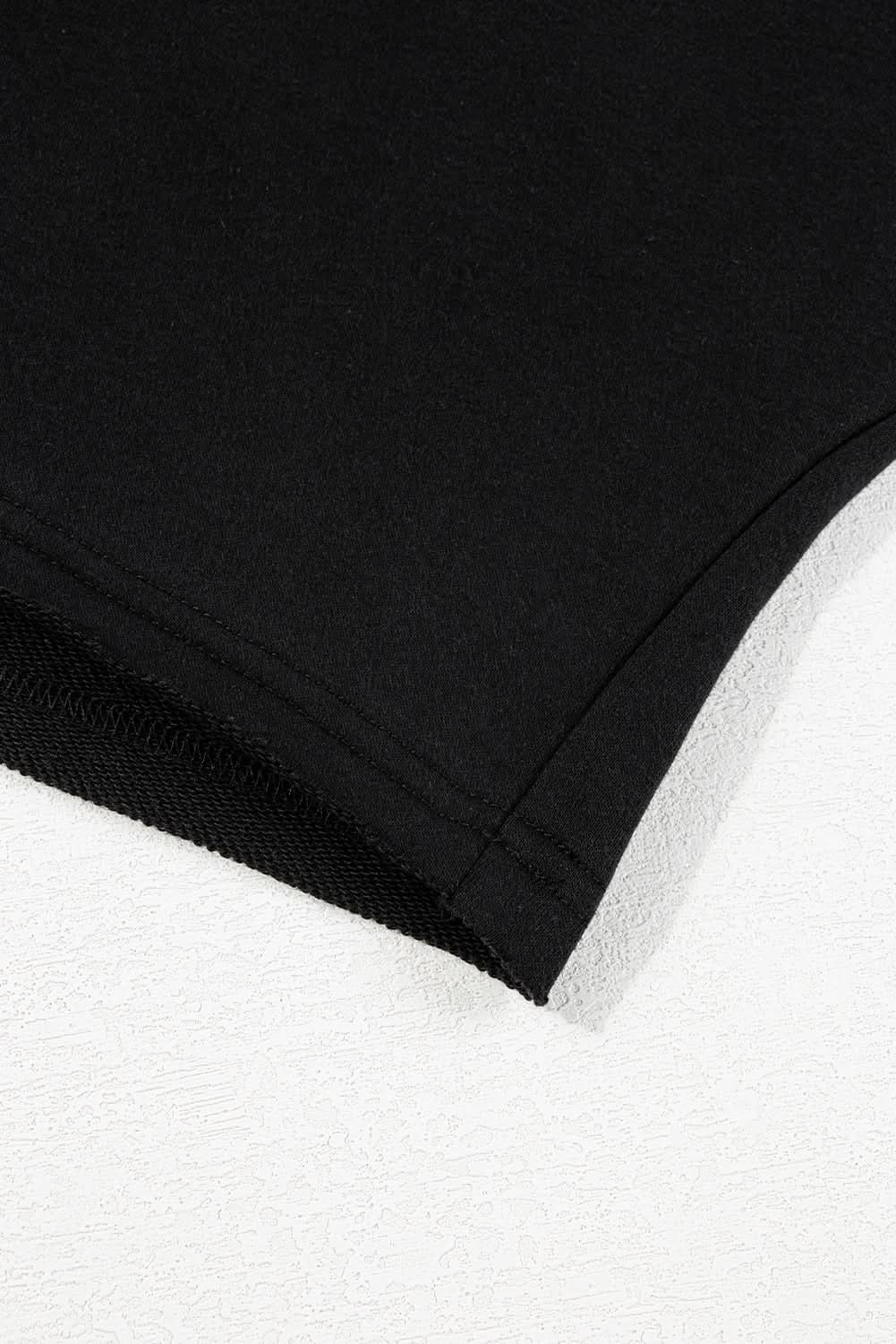 Black cropped rugby sweatshirt with tassels and sequins - Love Salve