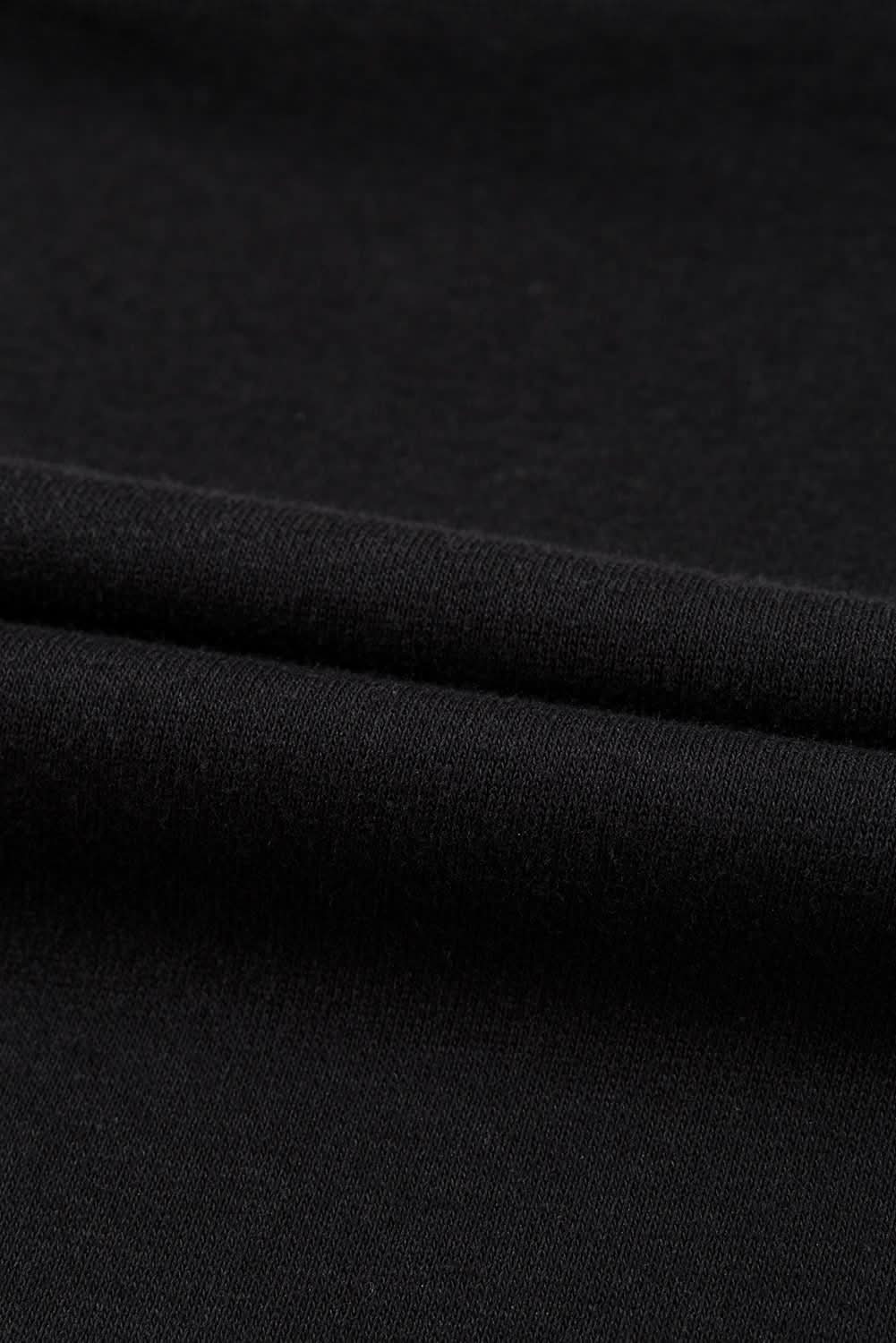 Black cropped rugby sweatshirt with tassels and sequins - Love Salve