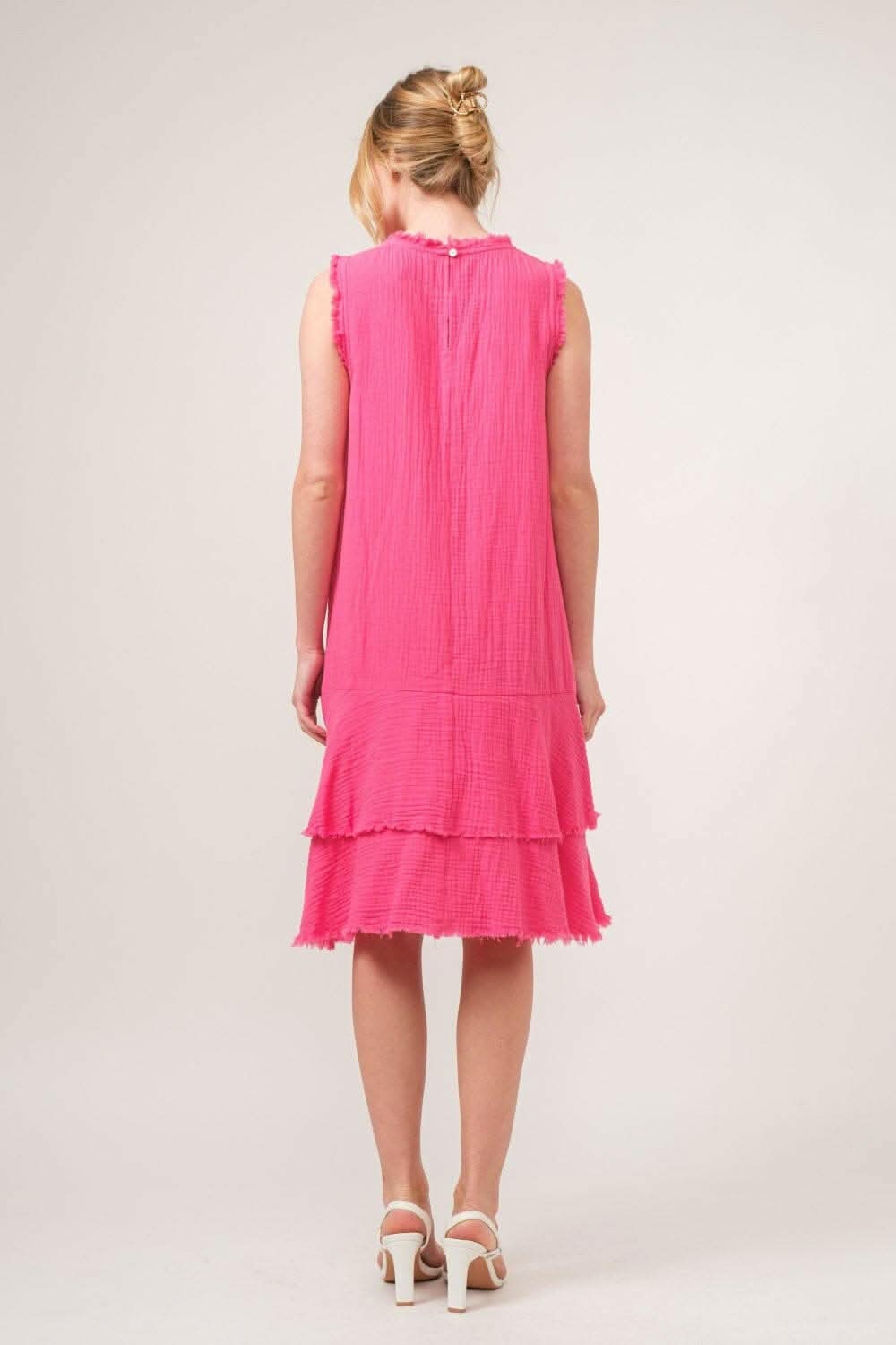Boho Bliss Fringed Tiered Cotton Dress