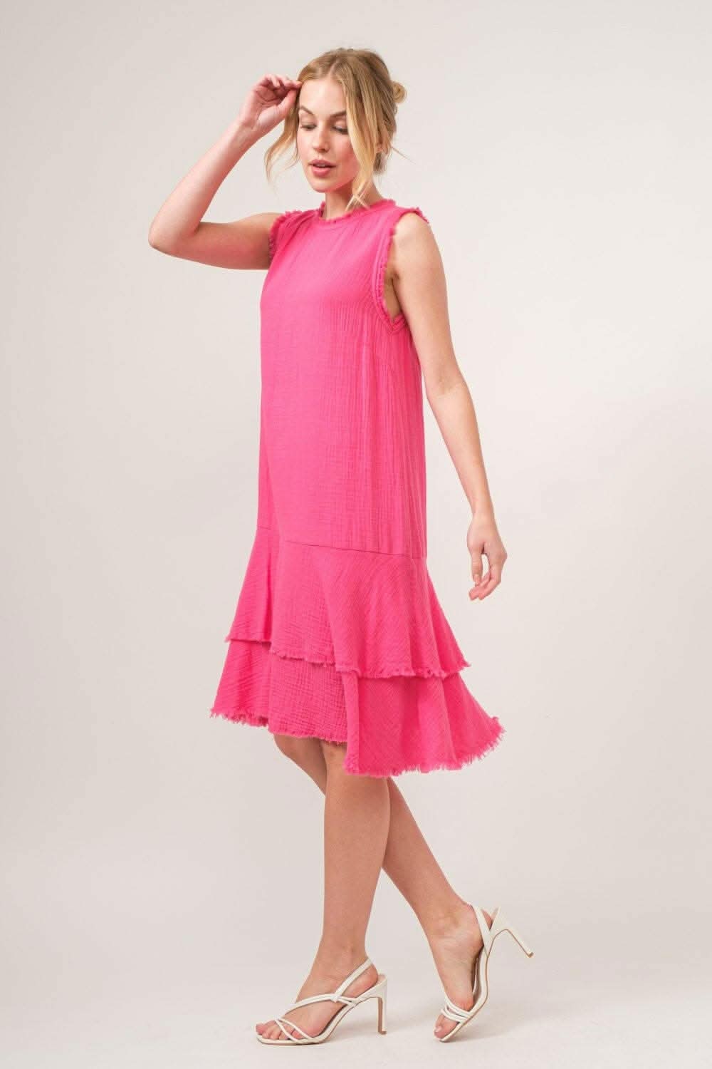 Boho Bliss Fringed Tiered Cotton Dress