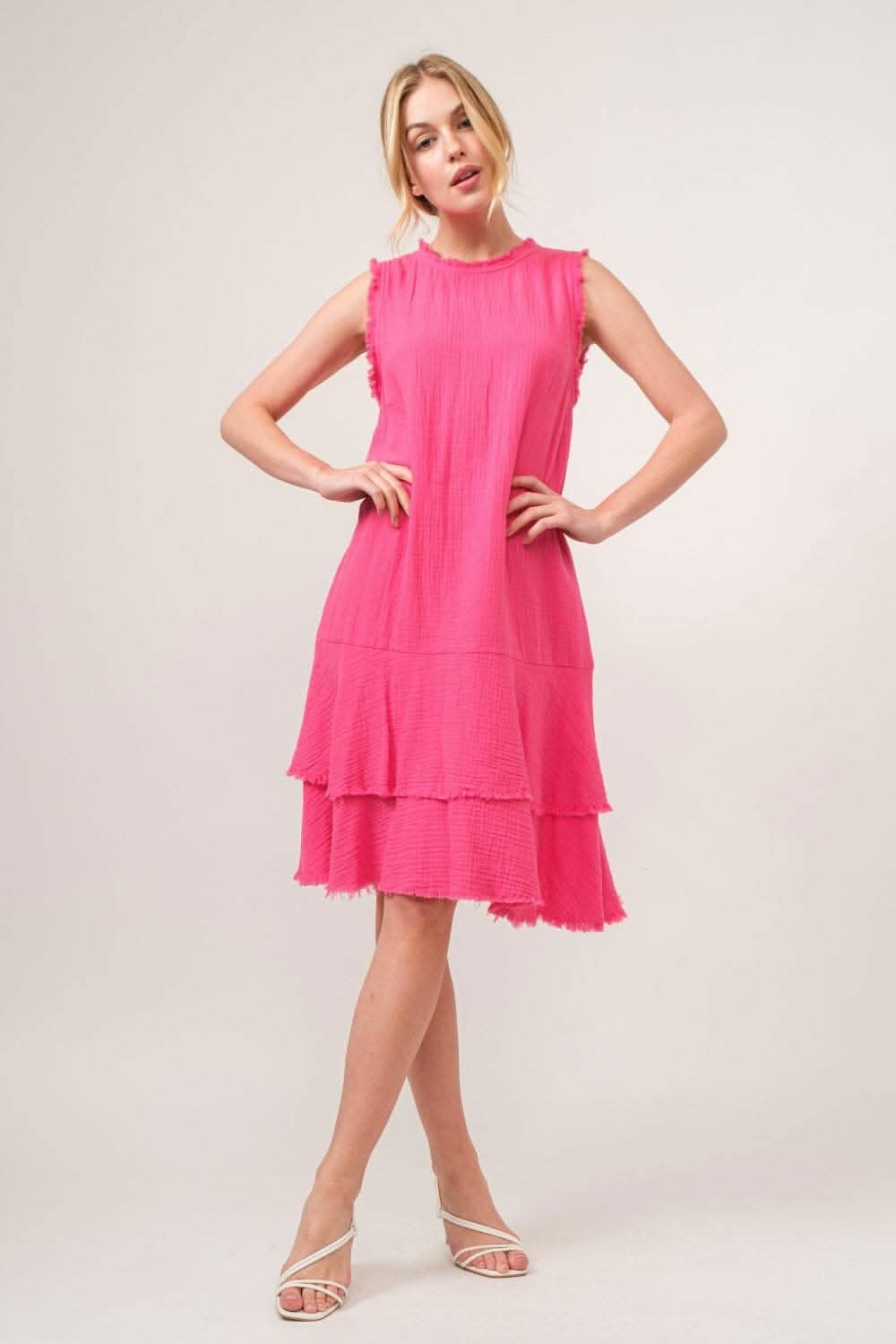 Boho Bliss Fringed Tiered Cotton Dress