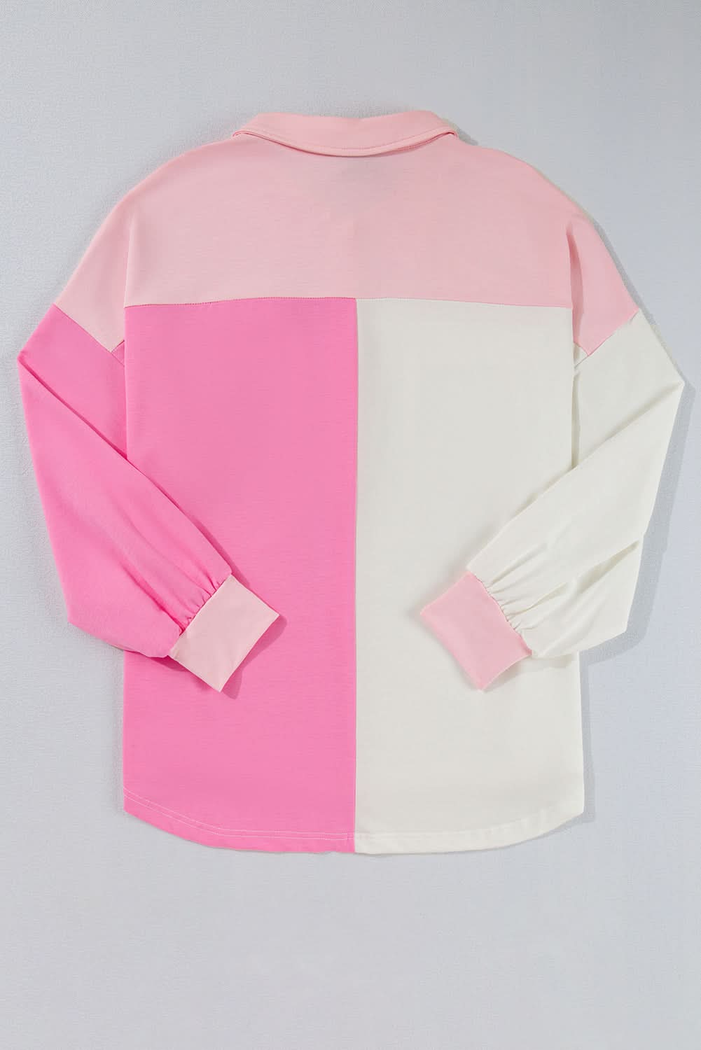 Bonbon Color Block Chest Pockets Half Button Plus Size Sweatshirt - Love Salve