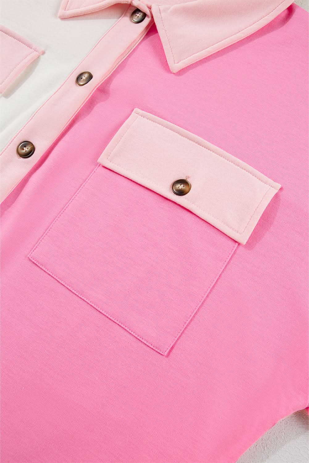 Bonbon Color Block Chest Pockets Half Button Plus Size Sweatshirt - Love Salve
