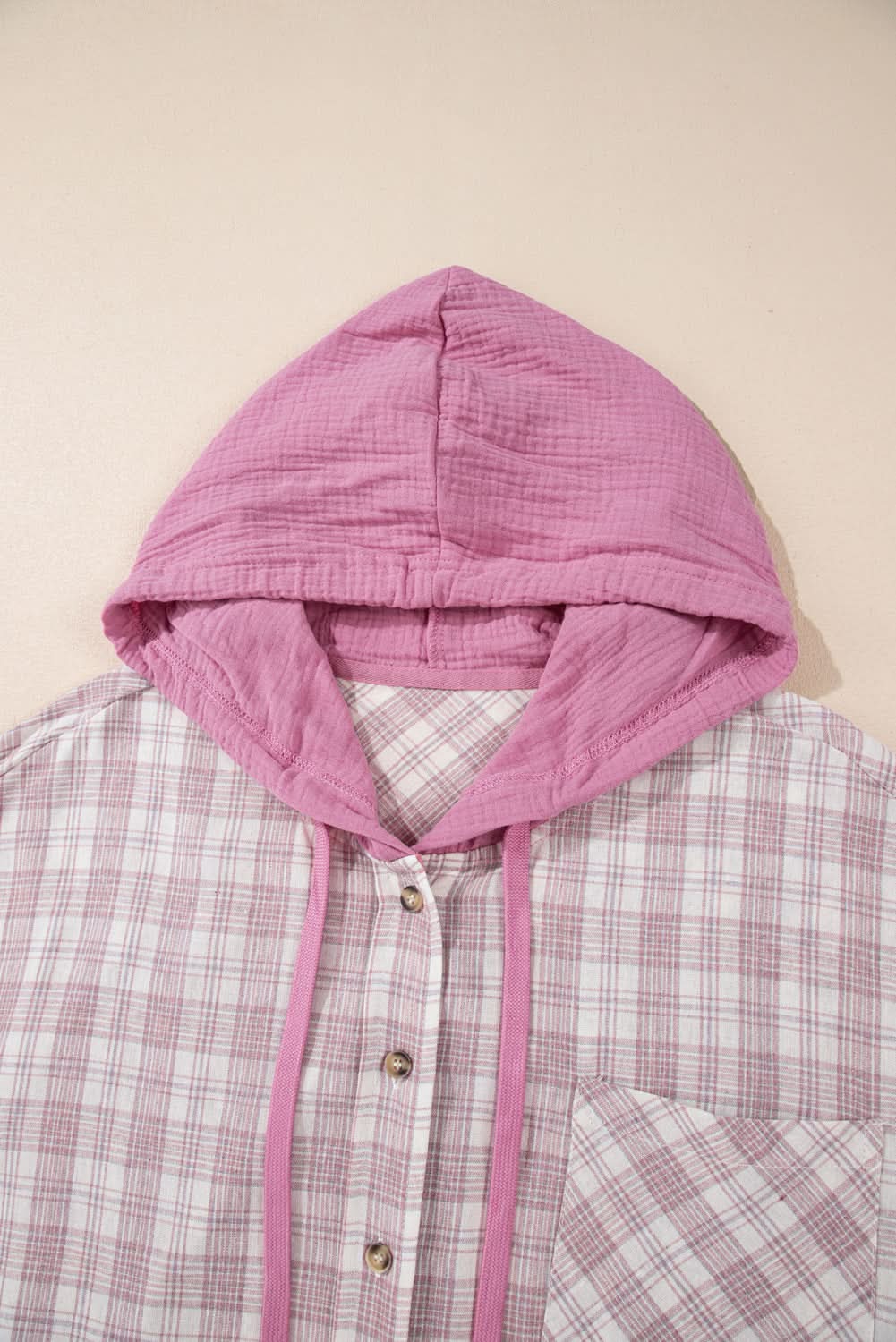 Bonbon plus size plaid hooded shirt - Love Salve