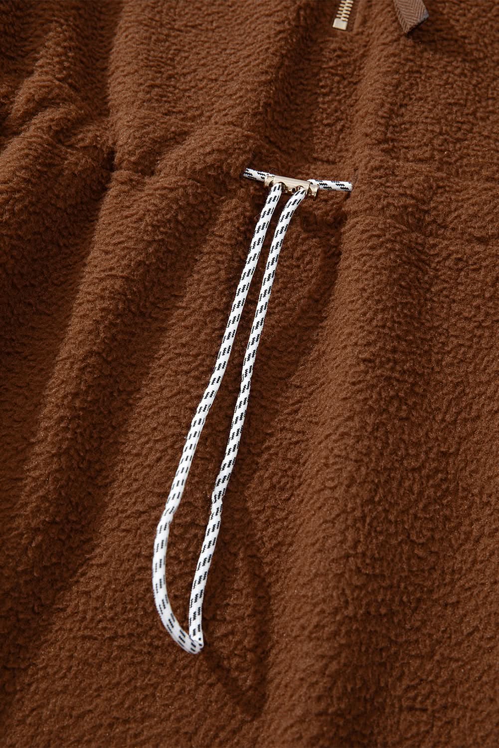 Brown Half Zip Fleece Pullover Sweatshirt - Love Salve