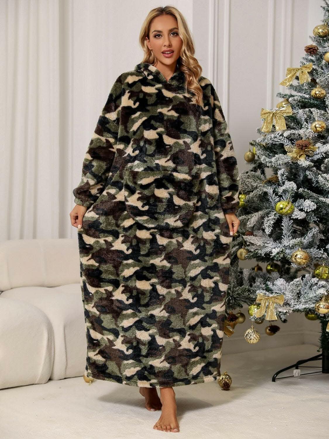 Camo hooded teddy nightgown - Love Salve